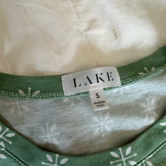 Lake Pajamas Women's S Pima Crew Long Sleeve Top, Boxwood Moroccan Blockprint - Picture 4 of 4